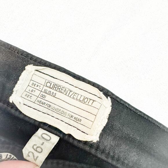 Current Elliott The Stiletto Black Skinny Denim Jeans Size 26 - Picture 4 of 9